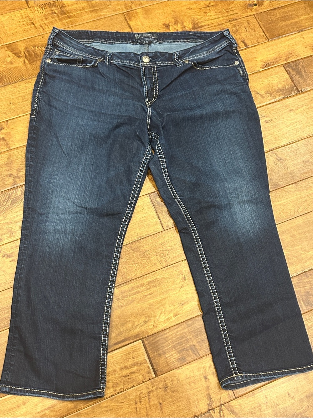 Silver Jeans Indigo Cropped Ankle Straight Jeans